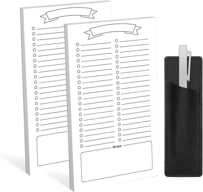 Thboxes 2 Pack Grocery List Magnet Pad for Fridge with Pen Holder, Totally 120 Sheets Magnetic Grocery List Pad for Fridge Full Back Magnet Shopping List, To Do List, Memo Notepads with Pen Holder, 4.5x7.5" - Image 1